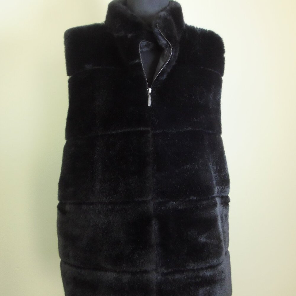 Chico's Faux Fur Zip Vest 3XL Pockets MobWife BoHo Chic Whimsygoth